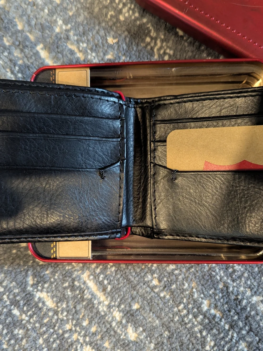 NEW in Box Levi's Black Leather Bifold Card & Key Wallet